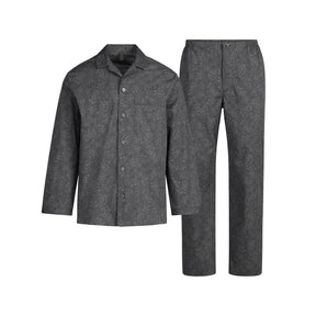 COTTON POPLIN MENS LONG SLEEP SET | ASH PAISLEY PRINT