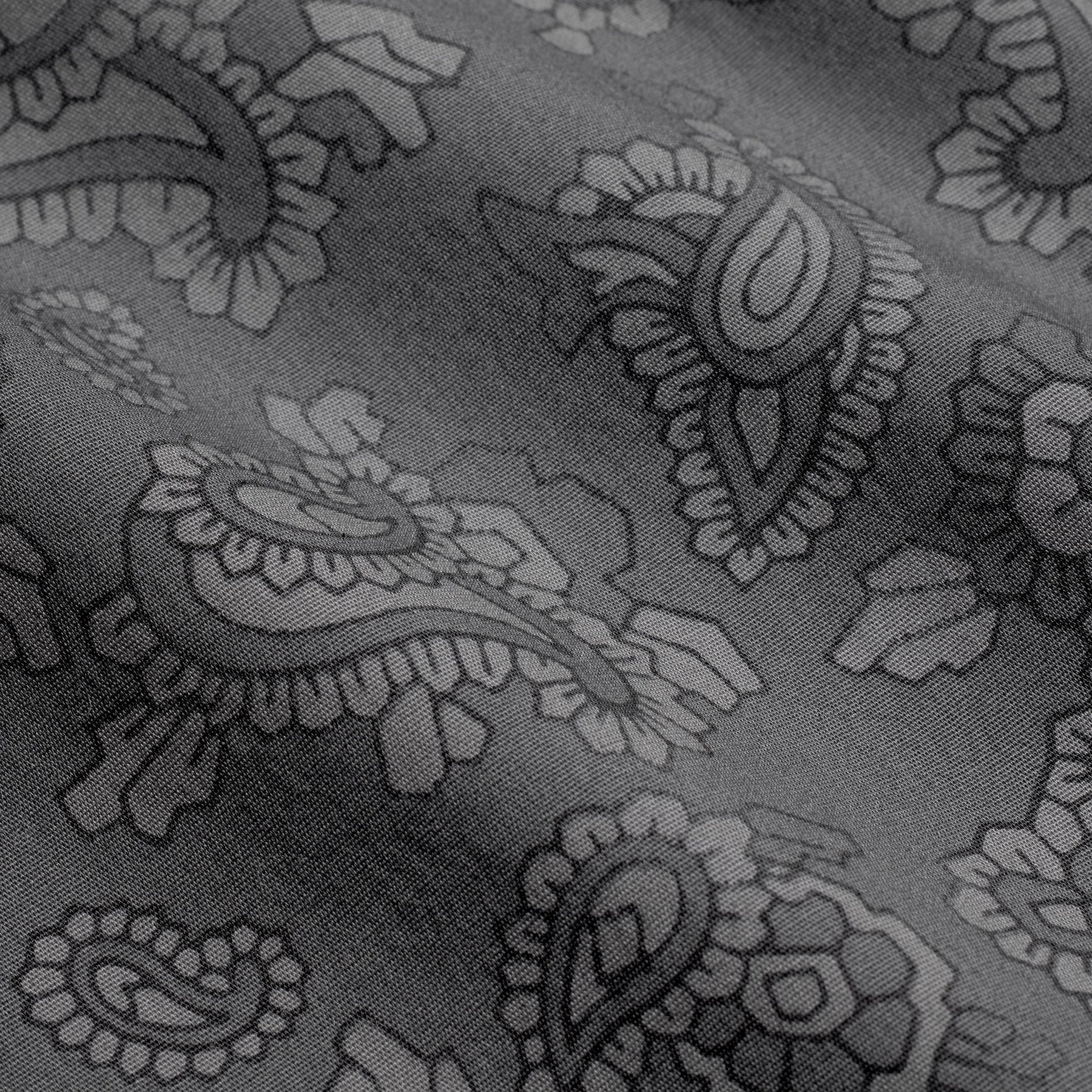 COTTON POPLIN MENS LONG SLEEP SET | ASH PAISLEY PRINT