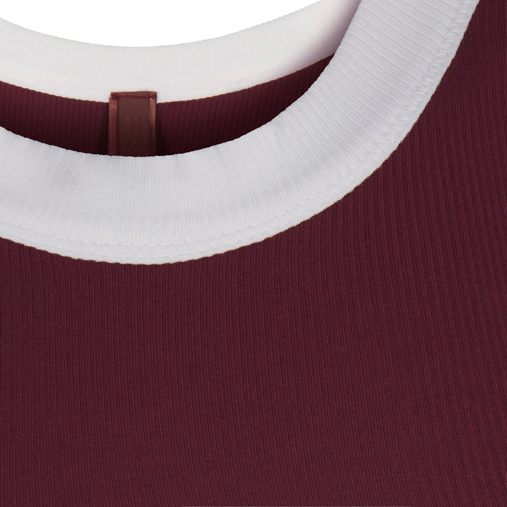 SOFT LOUNGE RINGER T-SHIRT LONG DRESS | MAROON