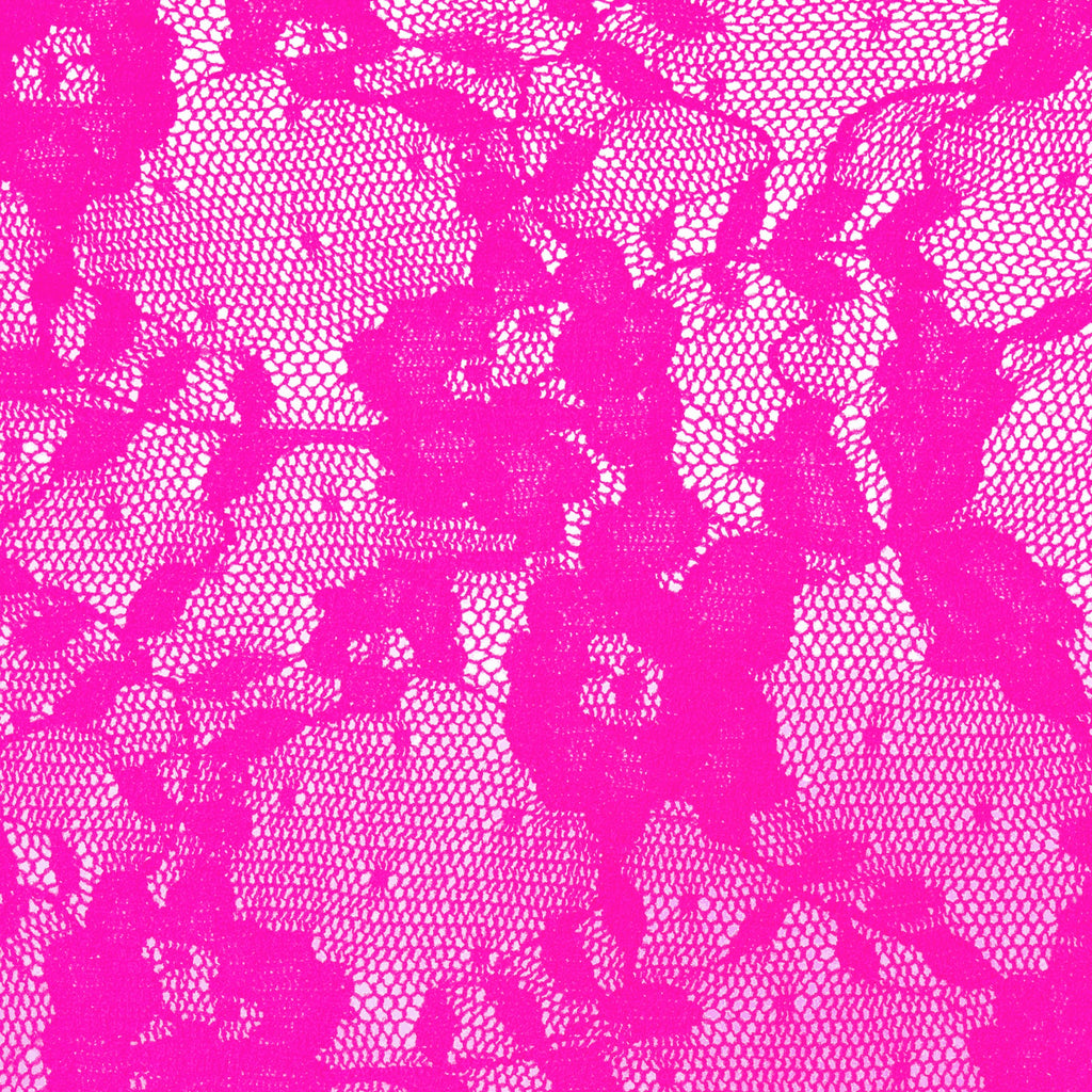 STRETCH LACE LINED LONG SLEEVE UNDERWIRE DRESS | NEON PINK