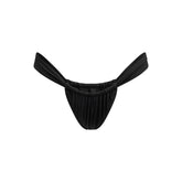 SIGNATURE SWIM RUCHED THONG BIKINI BOTTOM | ONYX