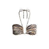 SIGNATURE SWIM HALTER BIKINI TOP | CHAMPAGNE TIGER PRINT