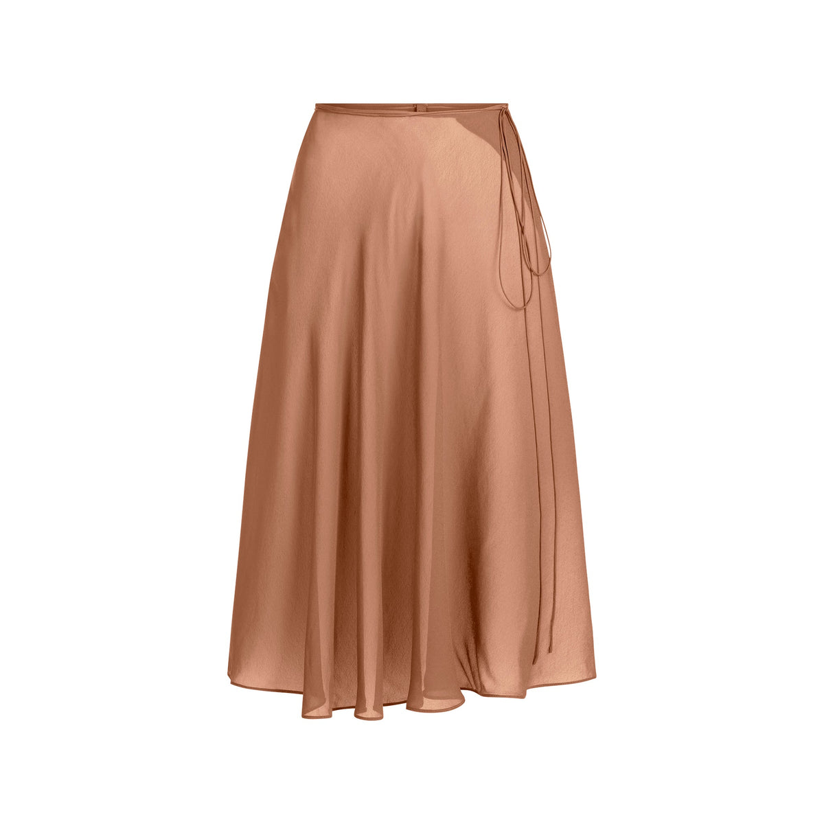SHEER COVER-UPS TIE SIDE MIDI SKIRT | CHESTNUT