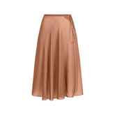 SHEER COVER-UPS TIE SIDE MIDI SKIRT | CHESTNUT