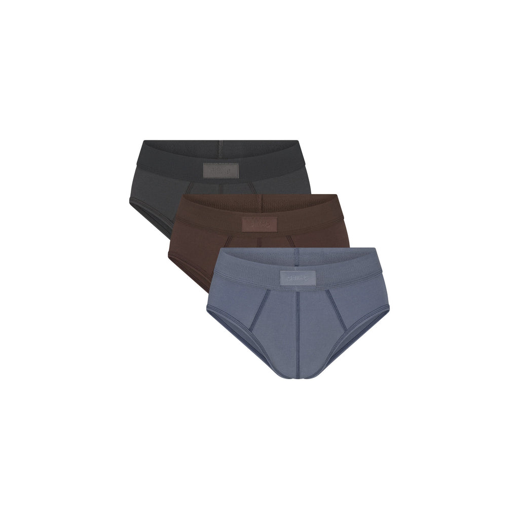 SKIMS COTTON MENS BRIEF 3-PACK | DARK SEPIA MULTI