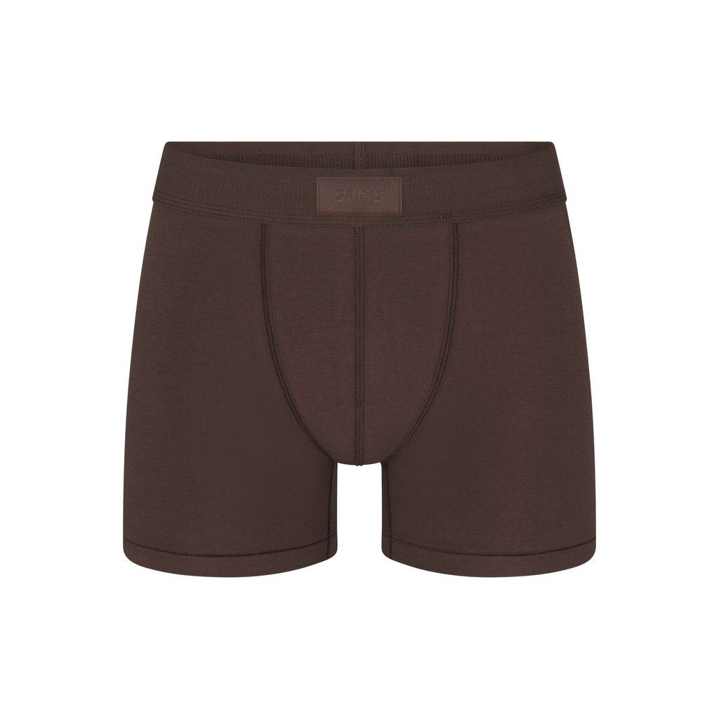 SKIMS COTTON MENS 3" BOXER BRIEF | DARK SEPIA