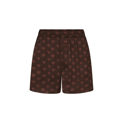 SATEEN SLEEP MENS 3" BOXER SHORT | COCOA HEART HALFDROP