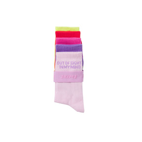 RIBBED CREW SOCK 5-PACK | DAFFODIL BABY PINK MULTI