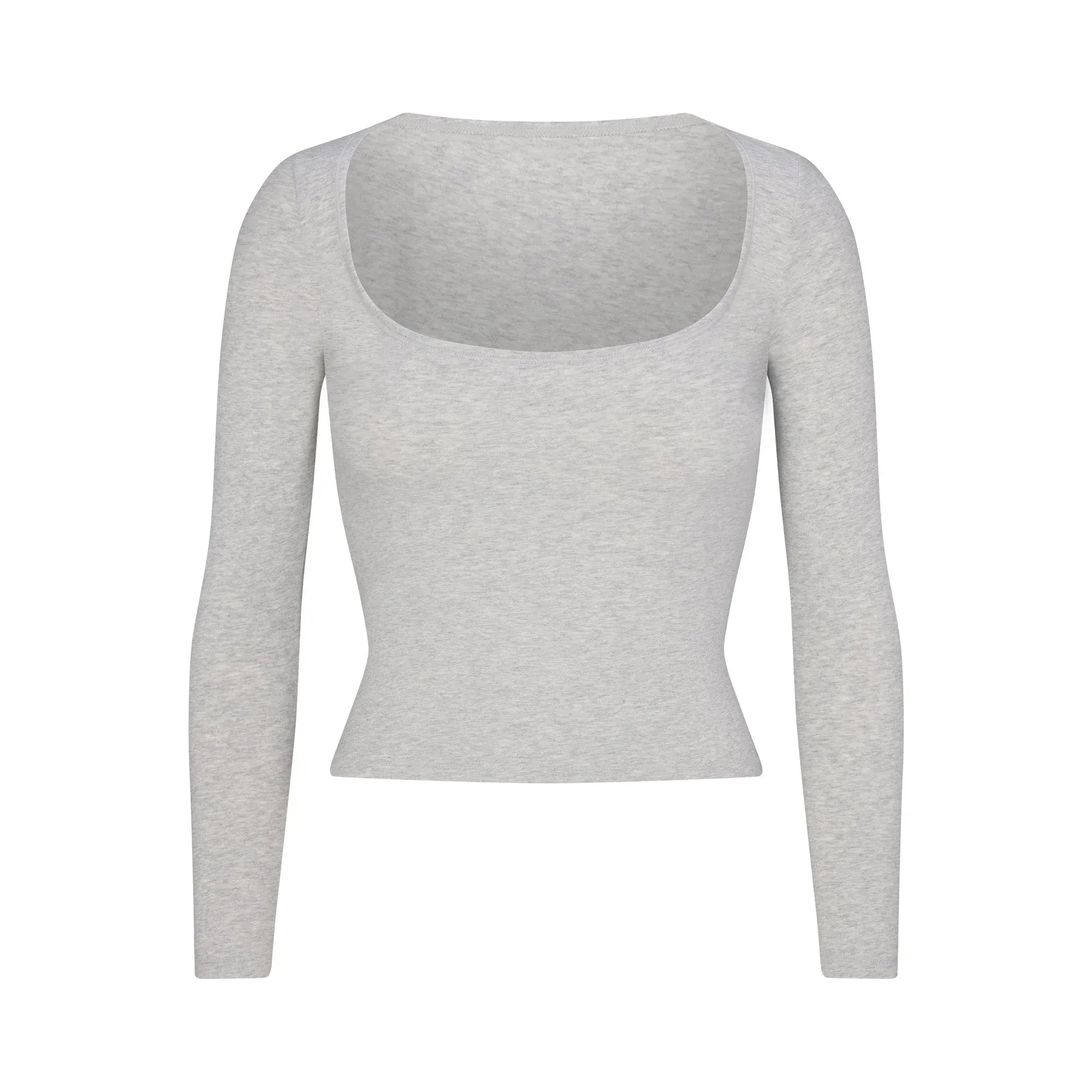 Skims Cotton Jersey Scoop Neck Long Sleeve Light Heather Grey