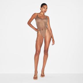 ULTRA FINE MESH BRIEF BODYSUIT | TRUFFLE