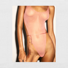 ULTRA FINE MESH BRIEF BODYSUIT | TERRACOTTA