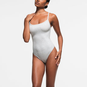 COTTON RIB CAMI BODYSUIT | LIGHT HEATHER GREY