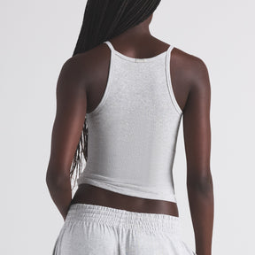 COTTON RIB LONG CAMI | LIGHT HEATHER GREY