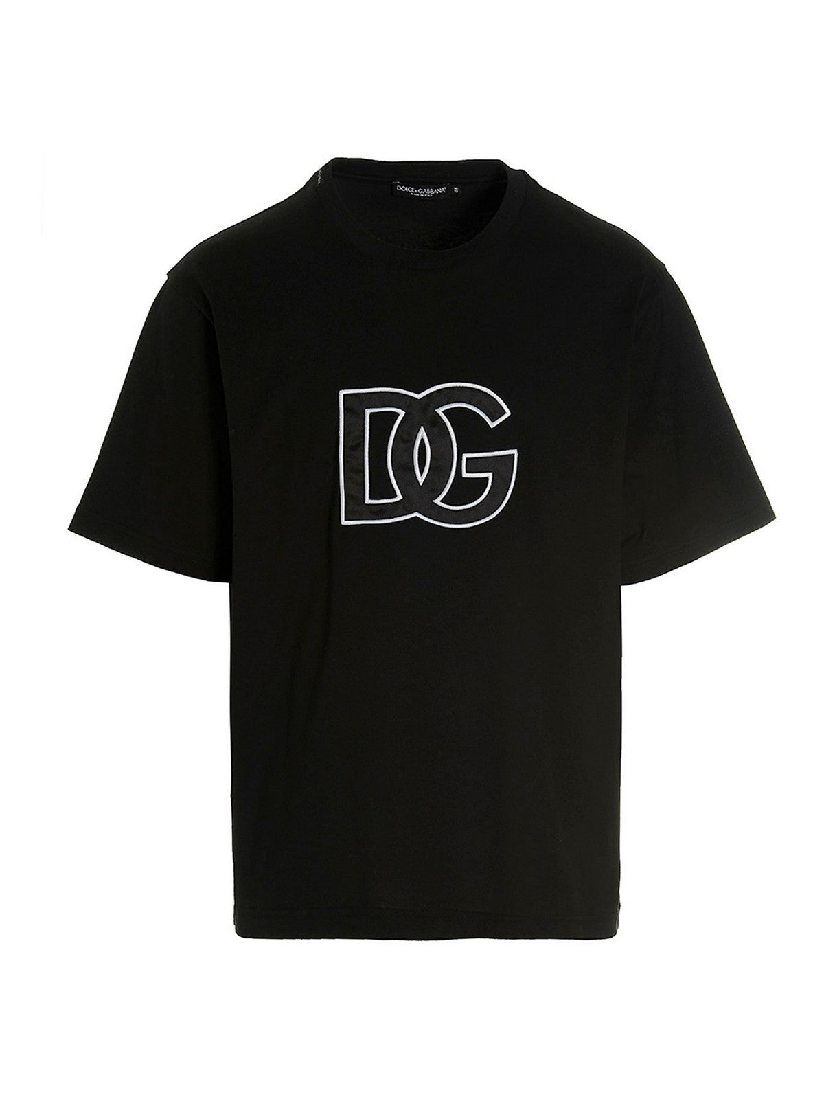 Dolce & Gabbana Detailed DG Embroidered Logo T-Shirt in Black
