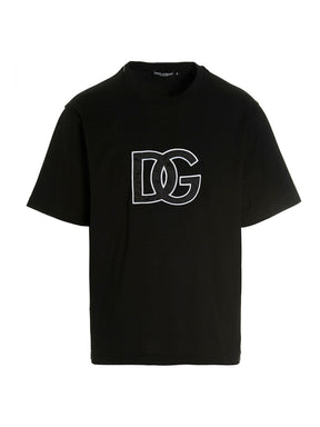 Dolce & Gabbana Detailed DG Embroidered Logo T-Shirt in Black