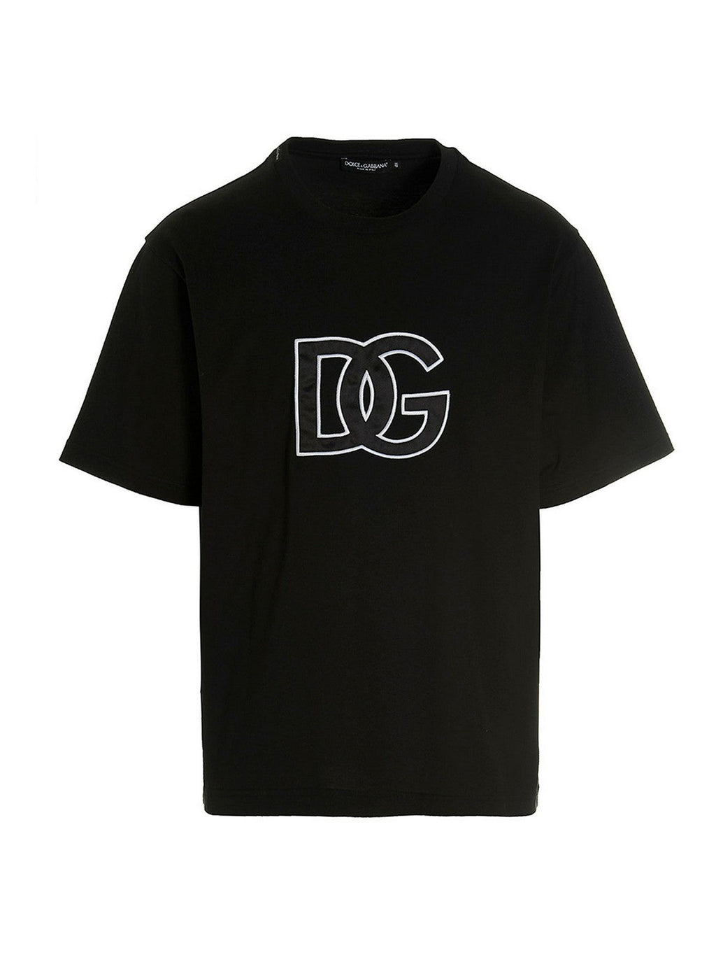 Dolce & Gabbana Detailed DG Embroidered Logo T-Shirt in Black