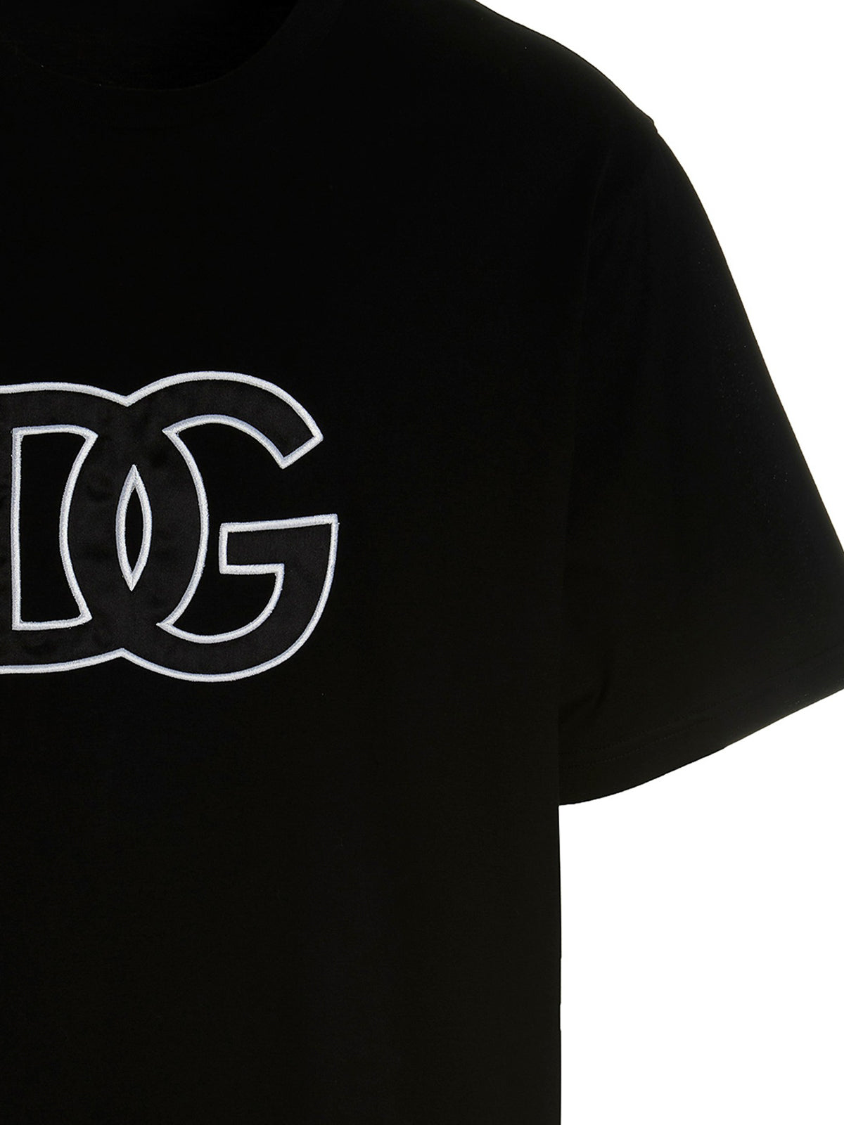 Dolce & Gabbana Detailed DG Embroidered Logo T-Shirt in Black