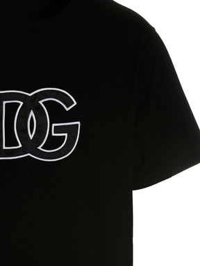 Dolce & Gabbana Detailed DG Embroidered Logo T-Shirt in Black