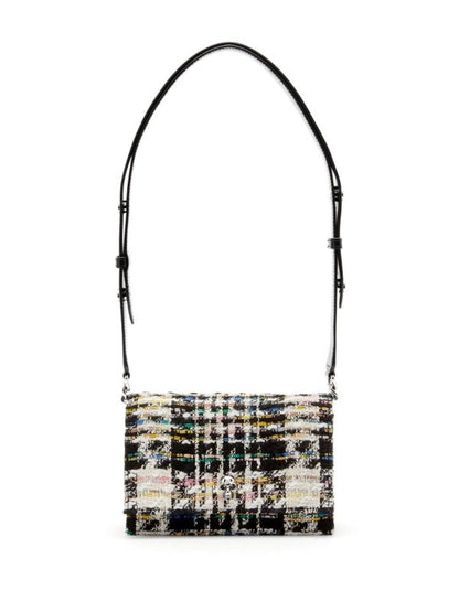 Classic Tweed Shoulder Bag with Skull Accent