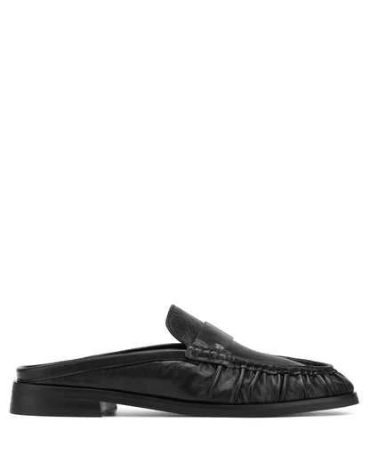 Slipper Black Tumble Leather