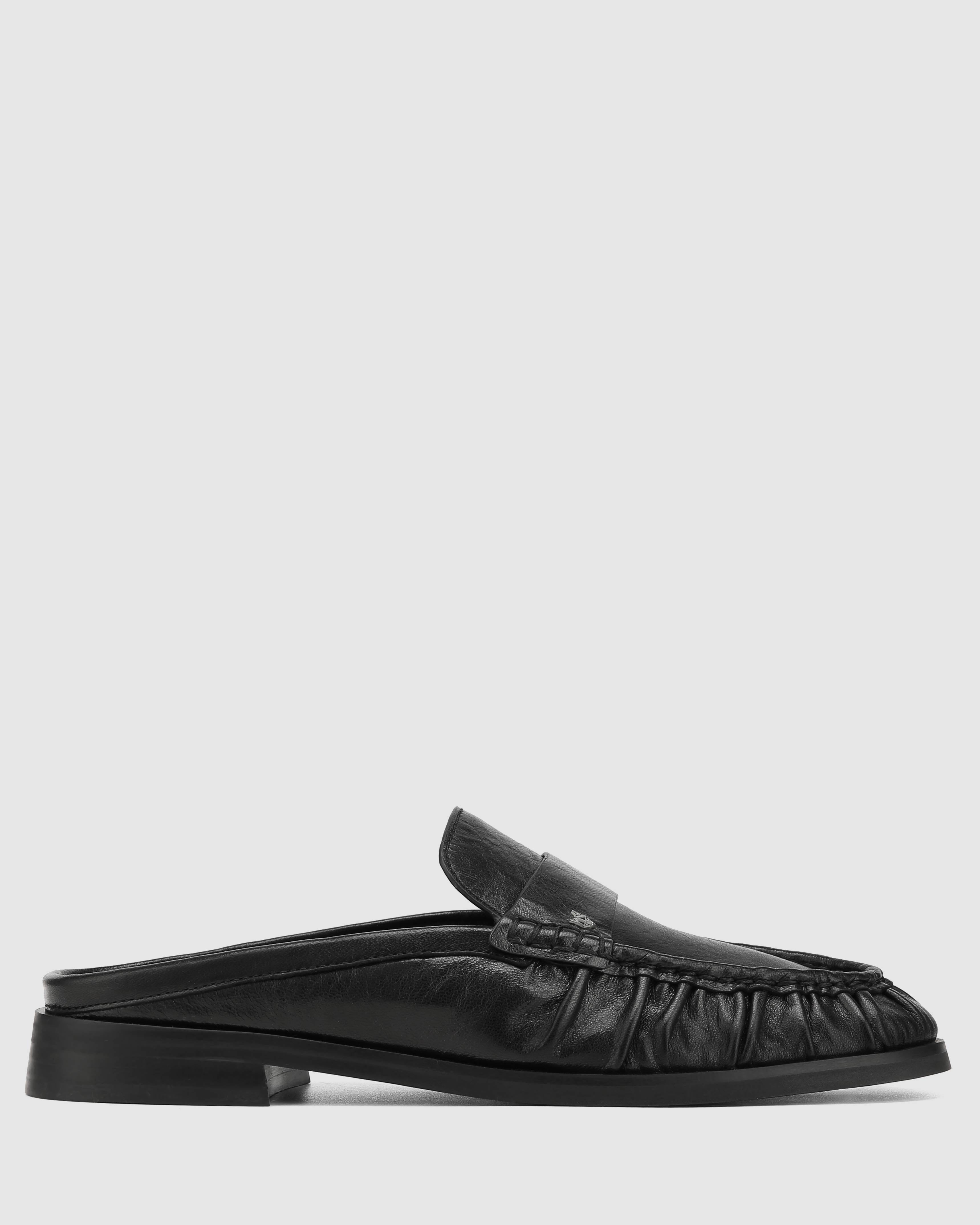 Slipper Black Tumble Leather