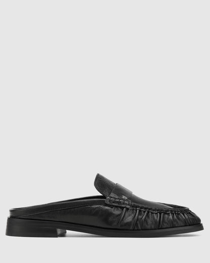 Slipper Black Tumble Leather