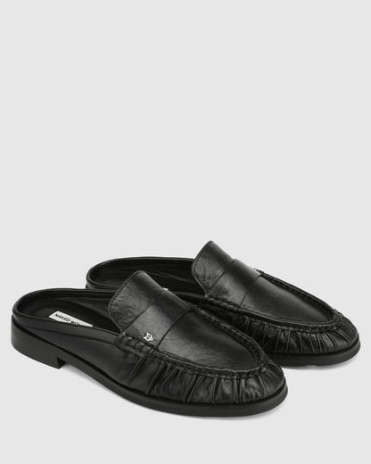 Slipper Black Tumble Leather