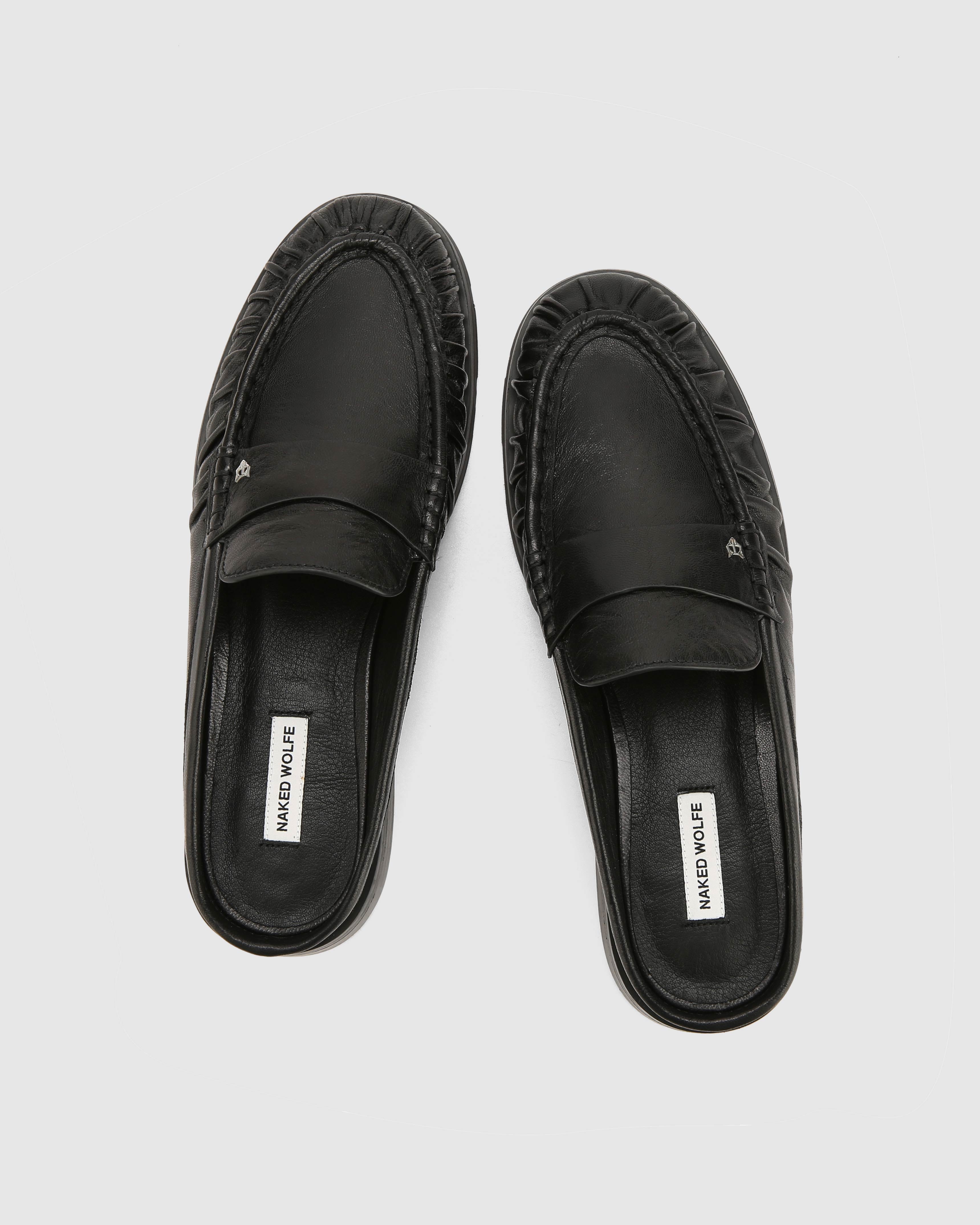 Slipper Black Tumble Leather