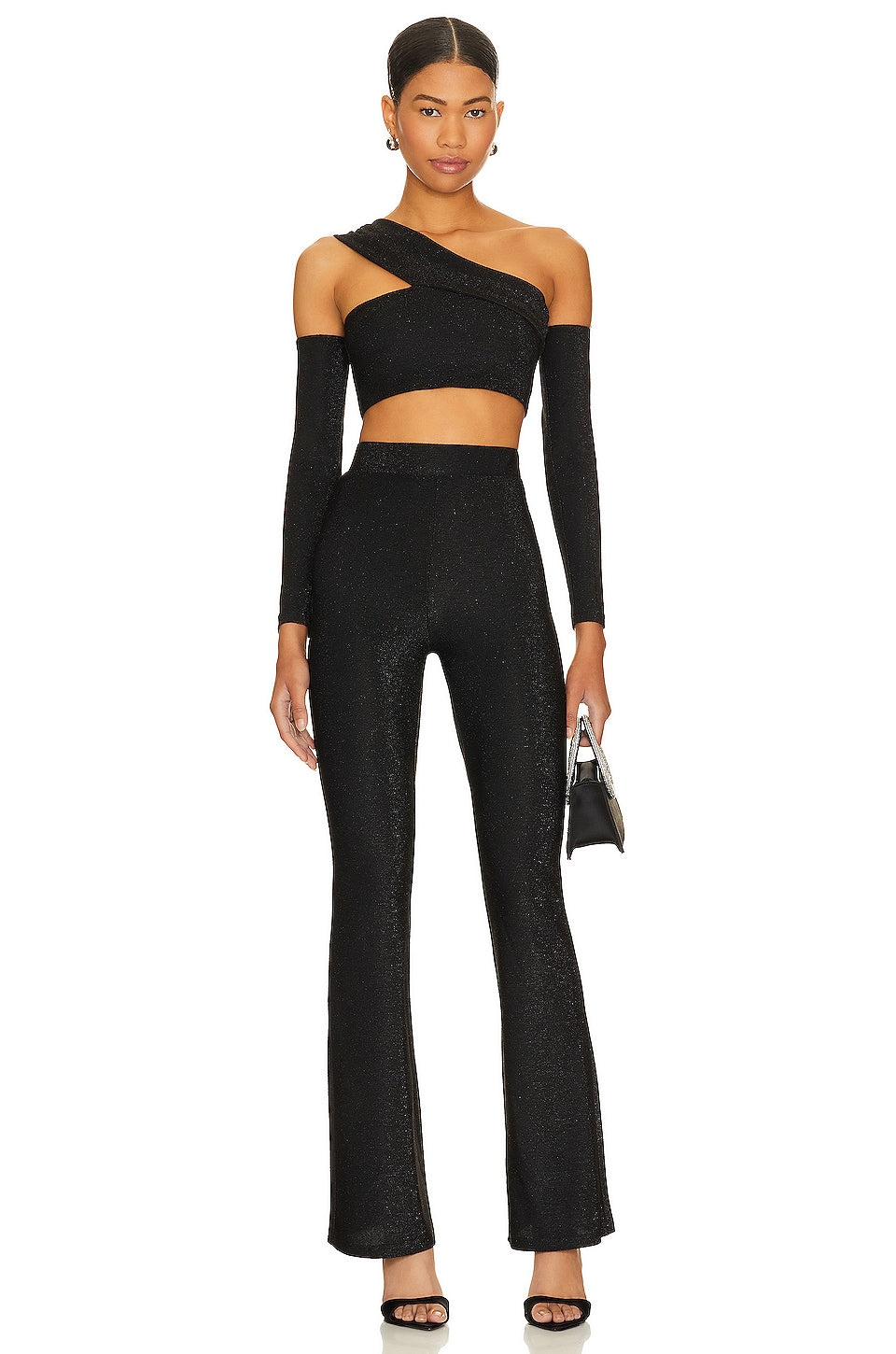 superdown Allyson Pant Set in Black Metallic