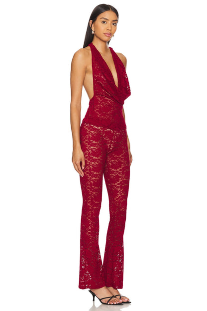 superdown Tania Pant Set in Burgundy