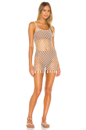 superdown Alana Open Knit Dress in Toast
