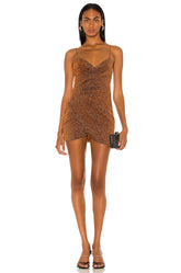 superdown Delanie Mini Dress in Rust Metallic