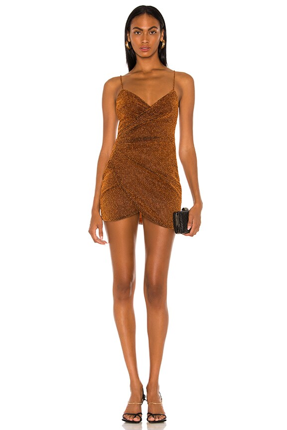 superdown Delanie Mini Dress in Rust Metallic