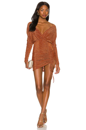 superdown Genia Off Shoulder Dress in Mocha