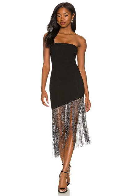 superdown Cleo Strapless Dress in Black