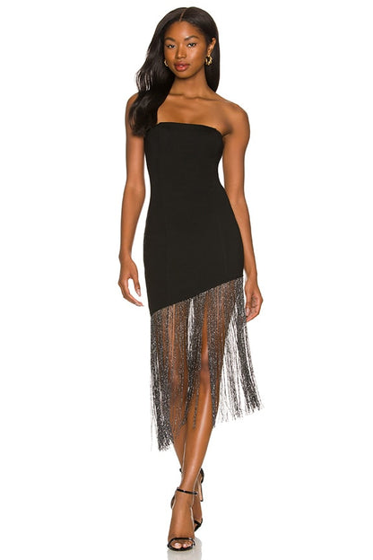 superdown Cleo Strapless Dress in Black