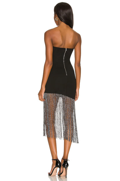 superdown Cleo Strapless Dress in Black