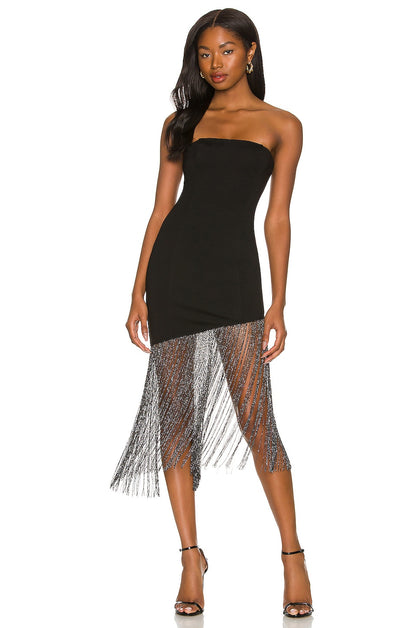 superdown Cleo Strapless Dress in Black