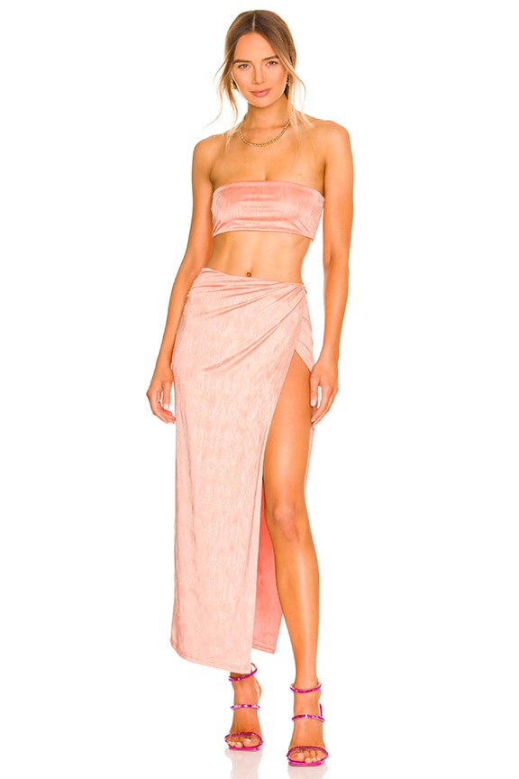 superdown Karolyna Maxi Skirt Set in Peach