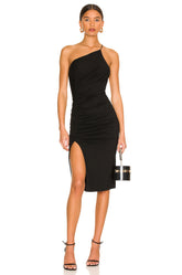 superdown Brynn Ruched Midi Dress in Black
