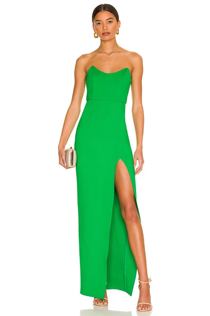 superdown Ryleigh Strapless Maxi Dress in Green