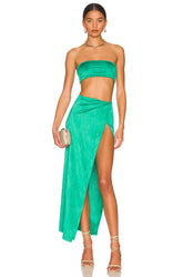 superdown Karolyna Maxi Skirt Set in Teal