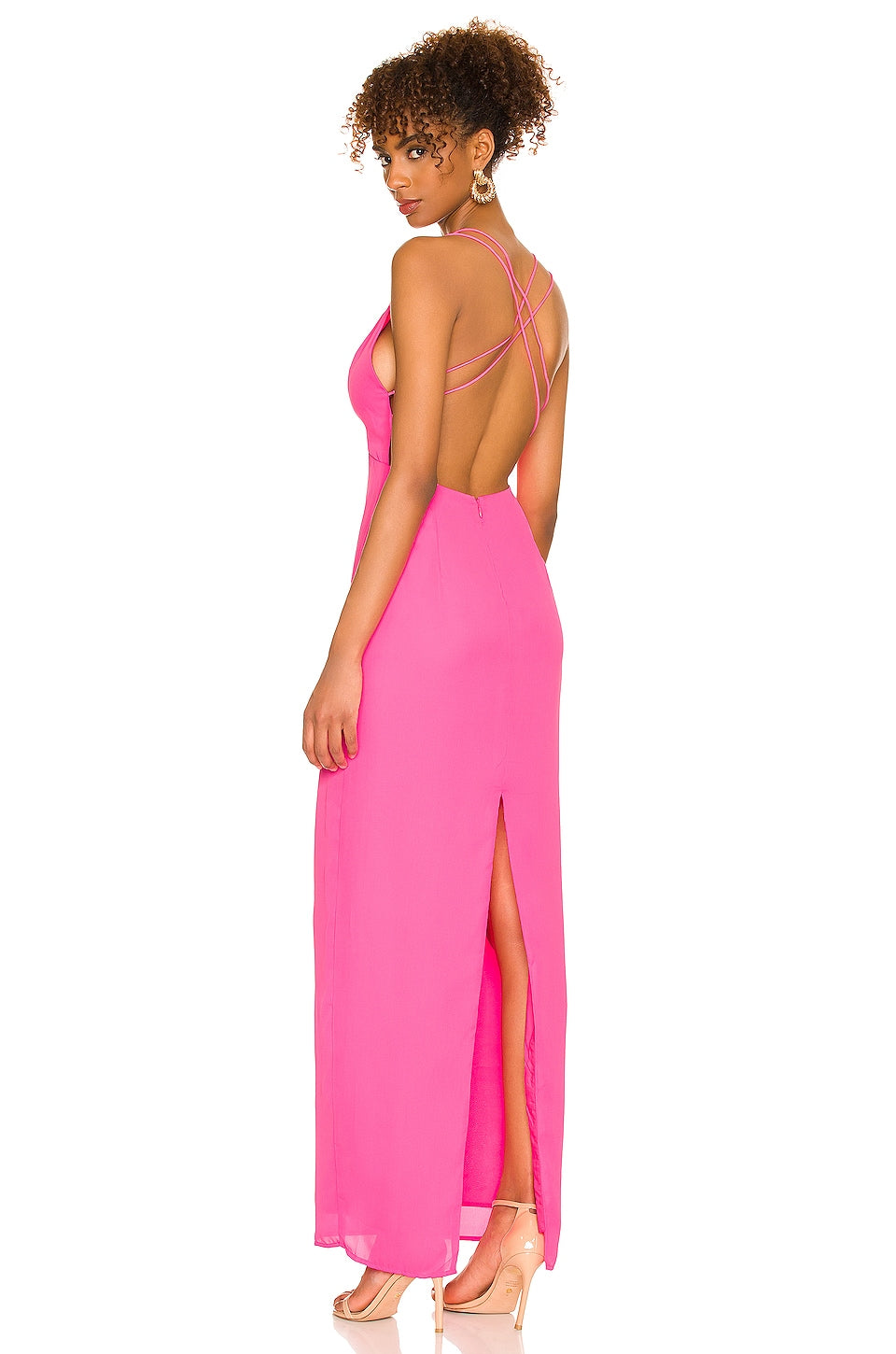 superdown Lucinda Strappy Maxi Dress in Hot Pink