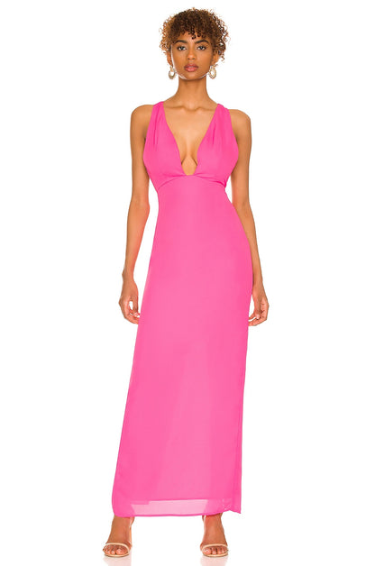 superdown Lucinda Strappy Maxi Dress in Hot Pink