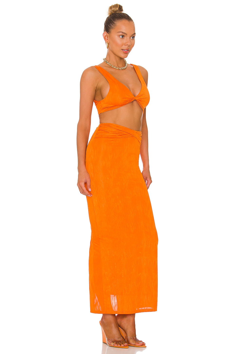 superdown Joana Maxi Skirt Set in Tangerine