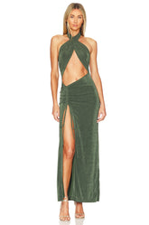 superdown Adele Halter Maxi in Forest Green