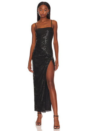 superdown Chrissy Slit Maxi Dress in Black