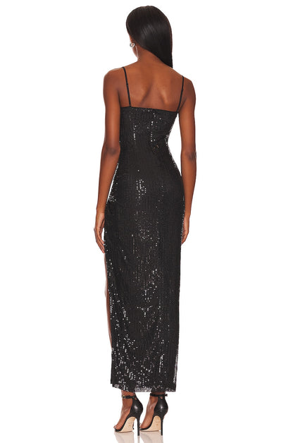 superdown Chrissy Slit Maxi Dress in Black