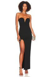 superdown Gianna Sweetheart Slit Gown in Black