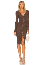 superdown Grace Button Front Dress in Chocolate